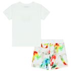 Younger Boys white Logo Shorts Set, 1, hi-res