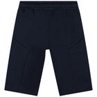 Boys Navy Logo Shorts, 1, hi-res