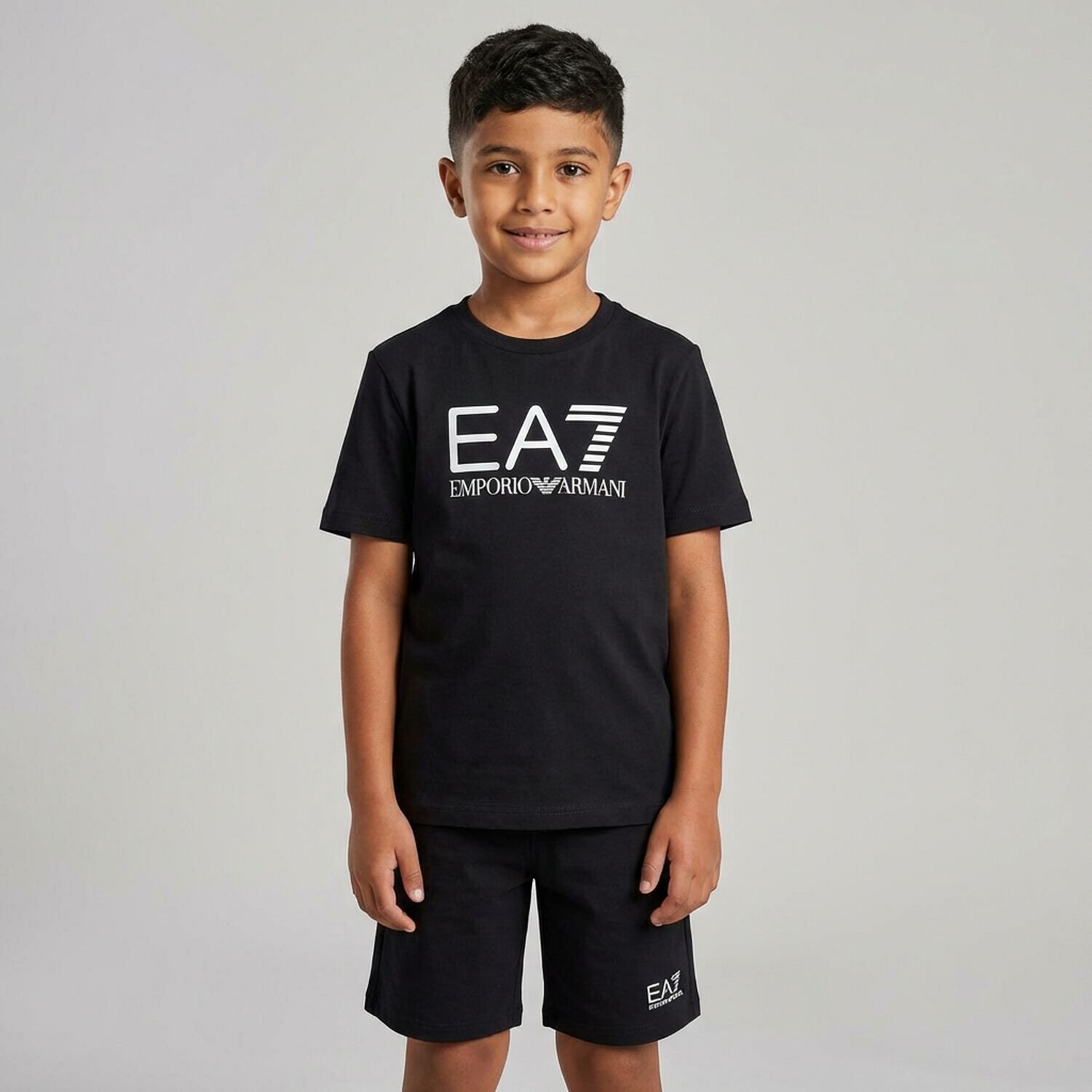 Boys Navy Blue Logo Shorts Set, 3, hi-res