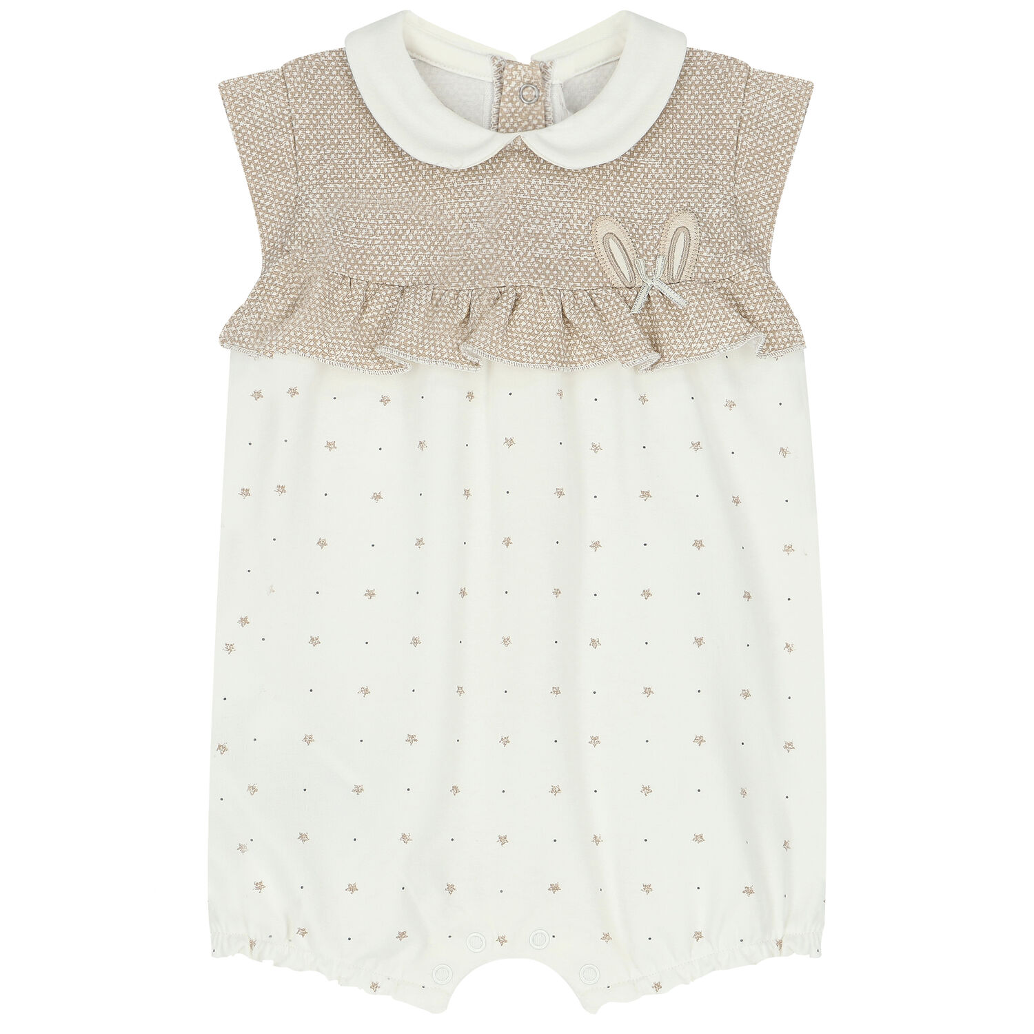 Baby Girls Beige & Ivory Romper, 1, hi-res
