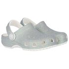 Girls Silver Iridescent Glitter Classic Clogs Sandals, 1, hi-res