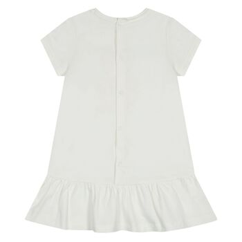 Younger Girls Ivory Faux Fur Teddy Bear Dress