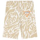 Boys Beige & White Logo Shorts, 1, hi-res