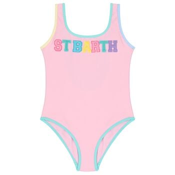 Girls Pink Logo Swimsuit