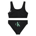 Girls Black Logo Bikini, 1, hi-res