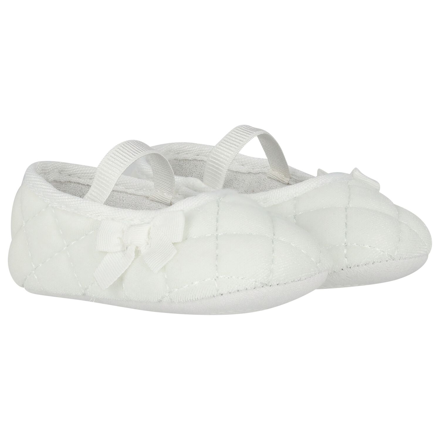 Baby Girls White Velvet Pre Walker Shoes, 1, hi-res