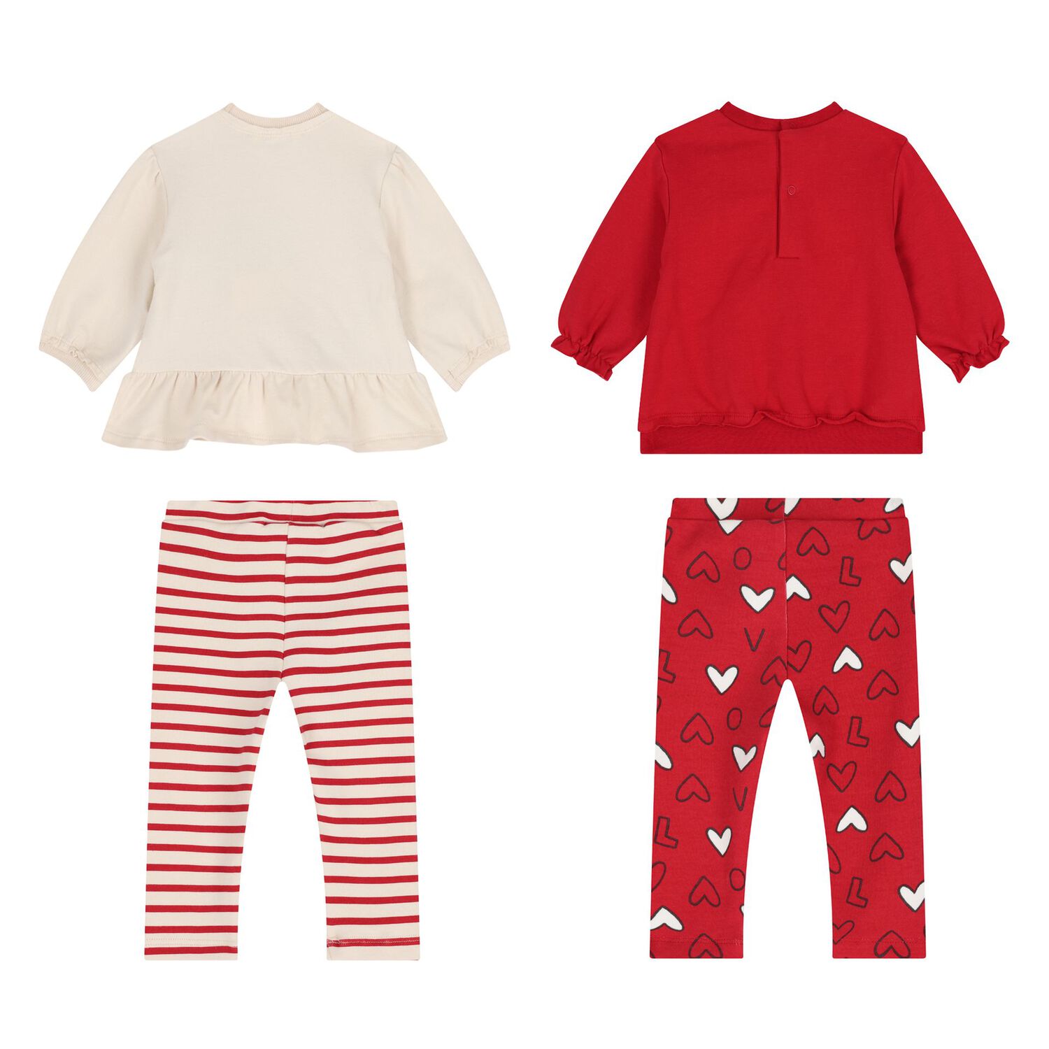 Baby Girls Red & Ivory Leggings Set, 2, hi-res