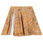 Girls White & Beige Geo Map Skirt Set, 1, hi-res