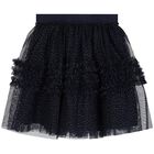 Girls Navy Blue & Gold Tulle Skirt, 1, hi-res