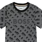 Younger Boys Black & Grey Logo T-Shirt, 1, hi-res
