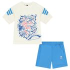 Boys Ivory & Blue Marvel Shorts Set, 1, hi-res
