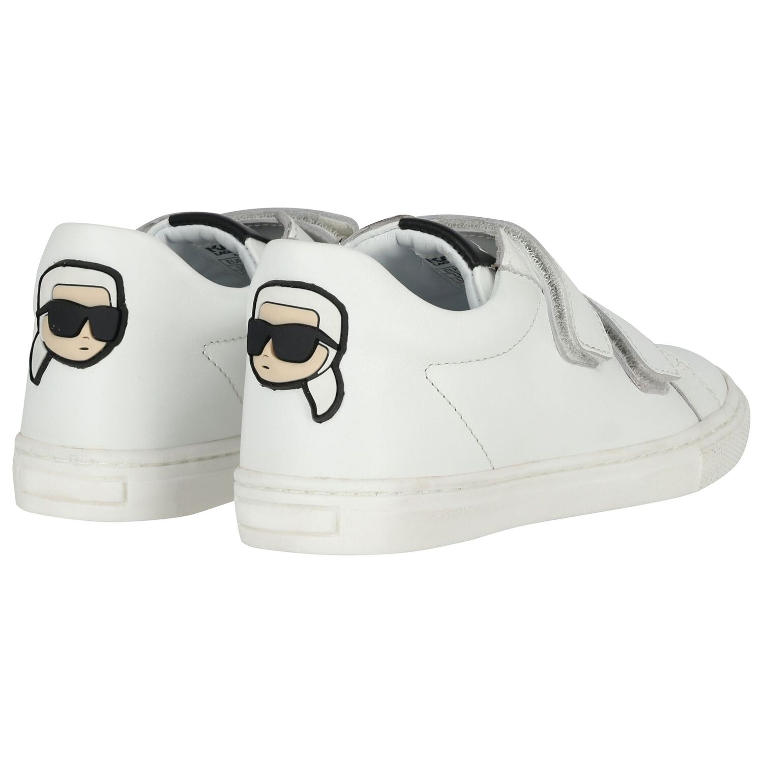 Boys White Ikonik Karl Logo Trainers, 1, hi-res