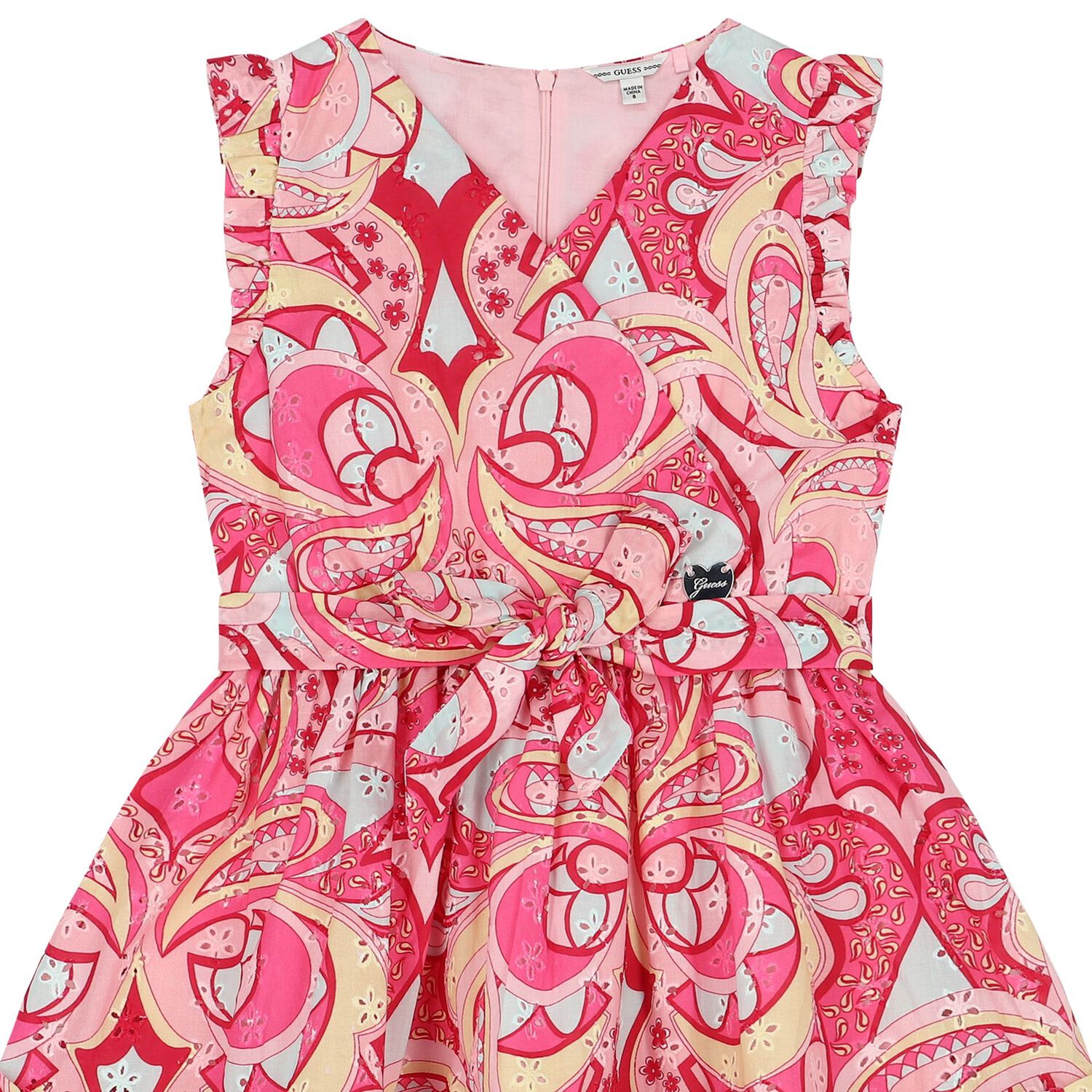 Girls Pink Cotton Paisley Dress, 1, hi-res