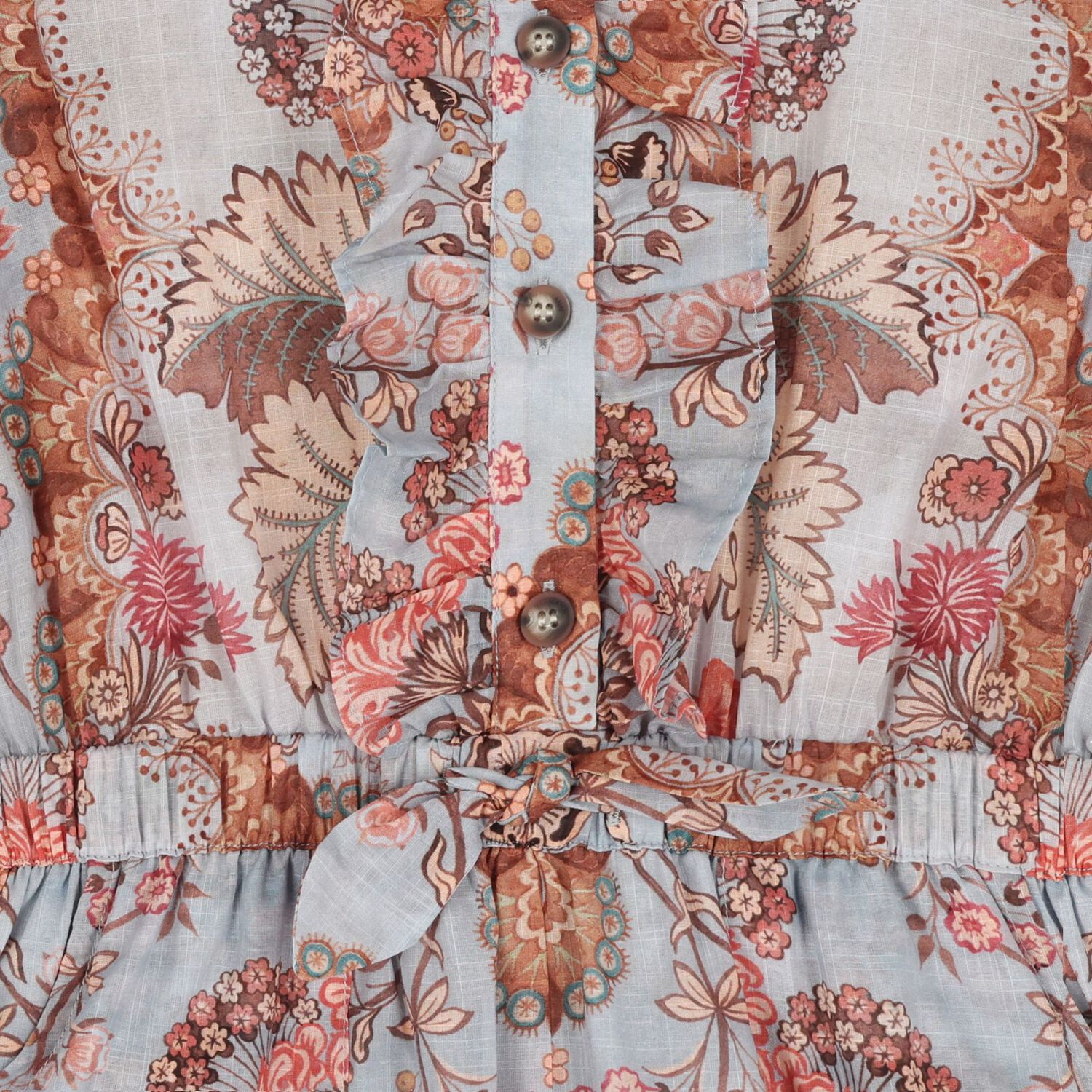 Girls Blue Floral Ruffled Playsuit, 1, hi-res