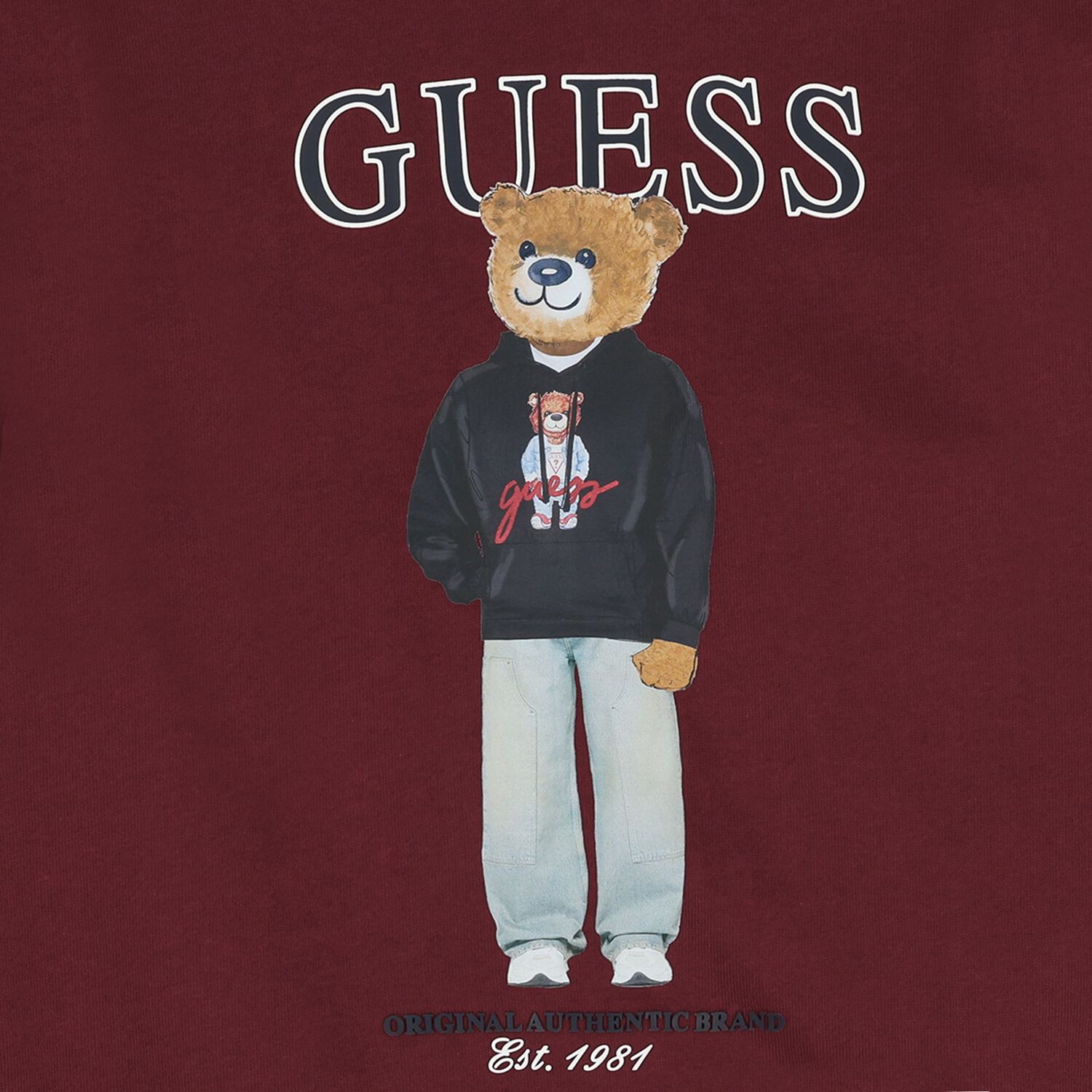Boys Burgundy Teddy Bear Logo Sweatshirt, 2, hi-res