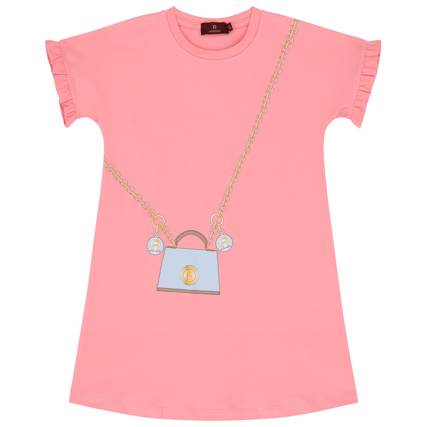 Girls Pink Logo Bag Dress, 3, hi-res