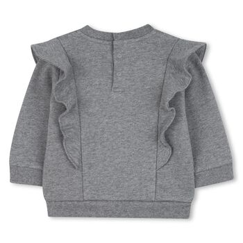 Younger Girls Grey Logo Ruffle Sweatshirt