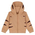 Younger Boys Beige Lion Hooded Zip Up Top, 1, hi-res
