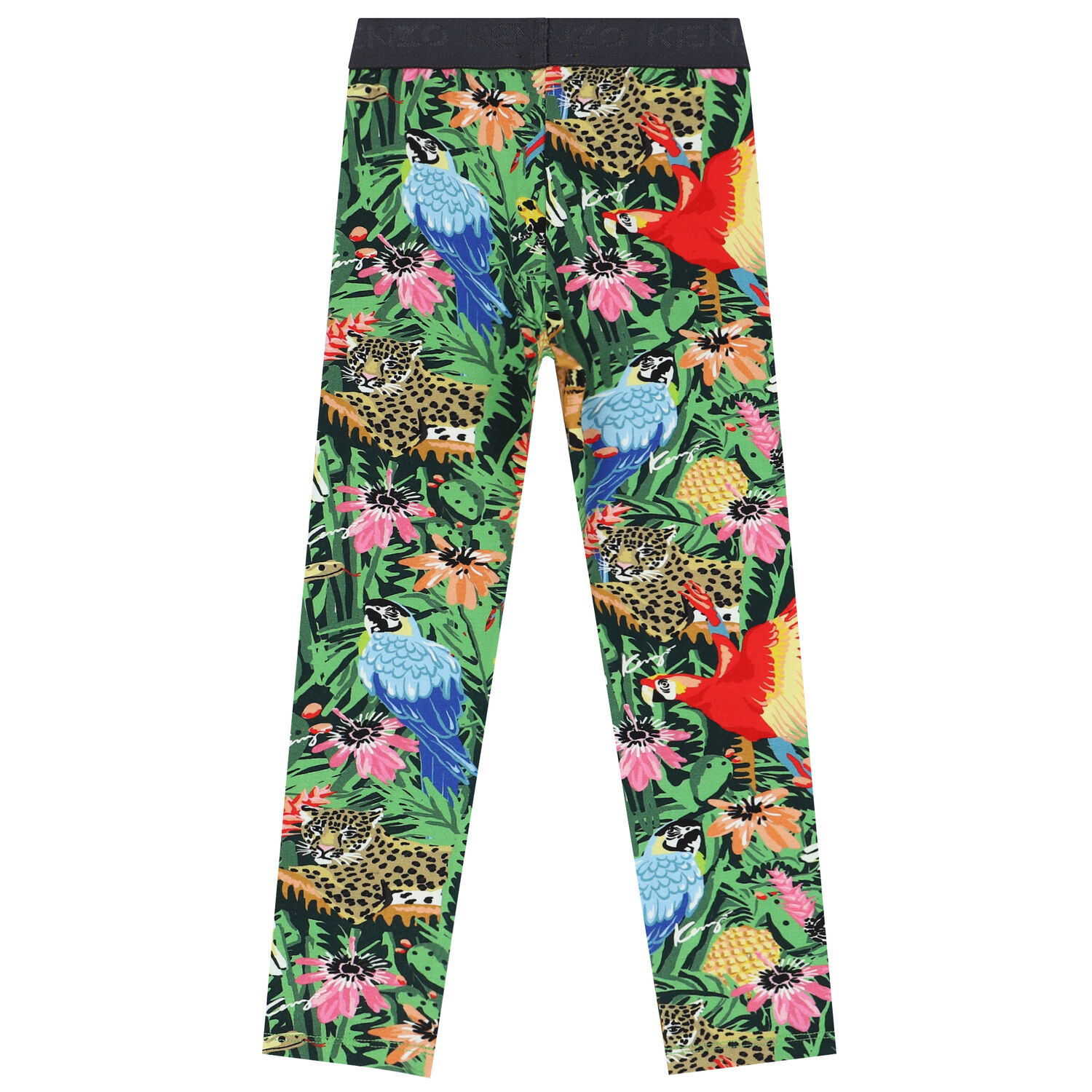 Girls Green & Black Tropical Legging, 1, hi-res