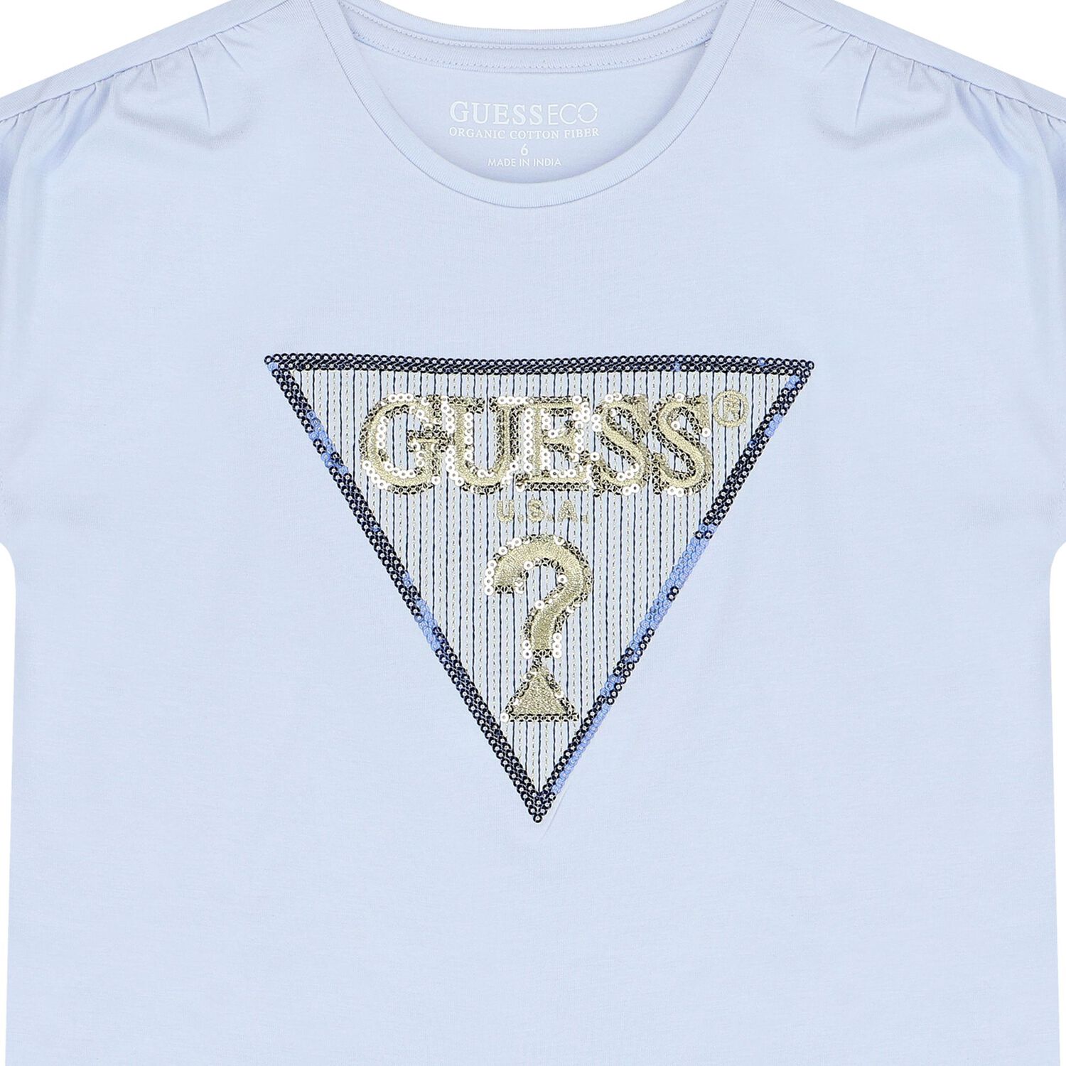 Girls Blue Sequin Logo T-Shirt, 1, hi-res image number null