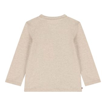 Baby Boys Beige Logo Long Sleeve Top