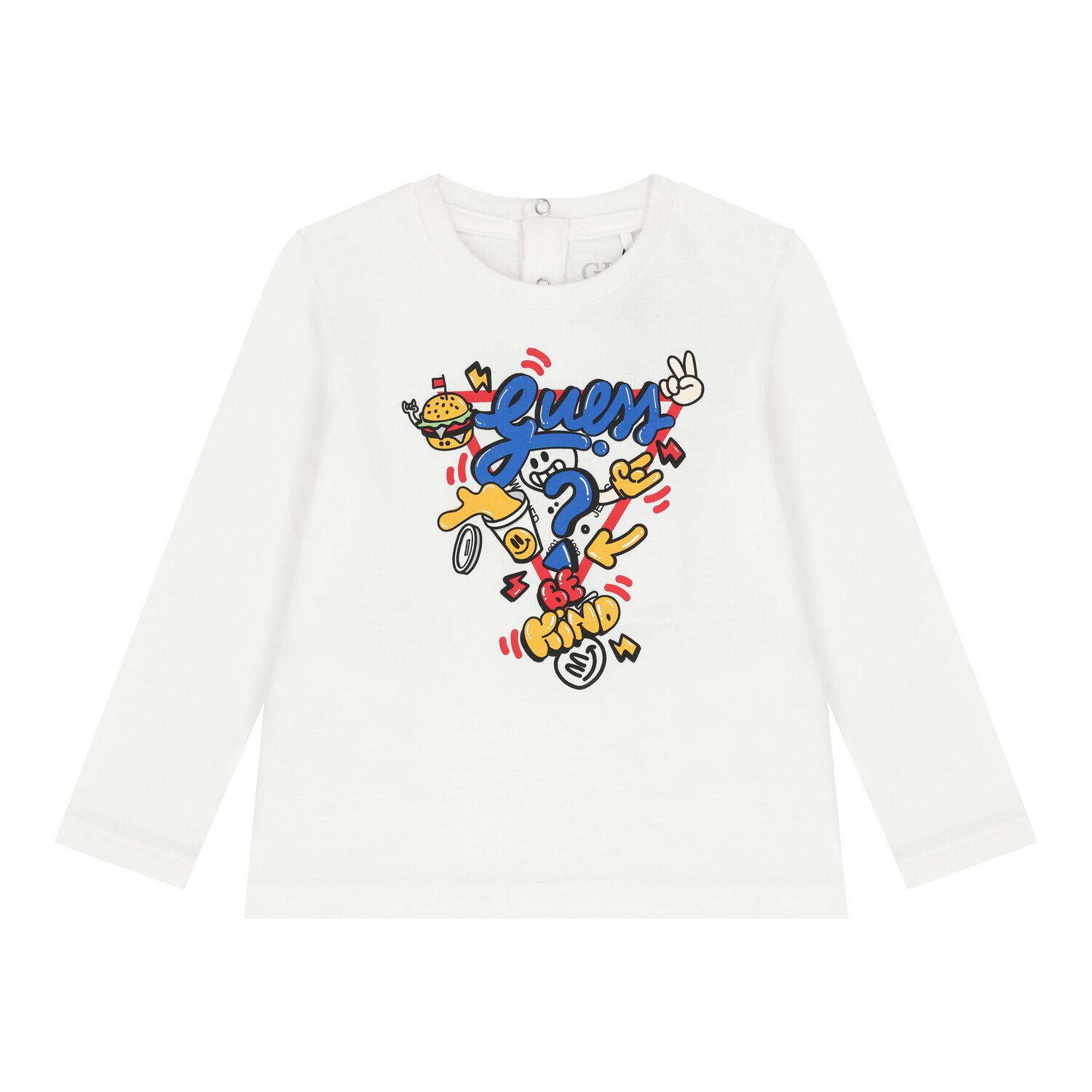 Baby Boys White Logo Long Sleeve Top, 1, hi-res