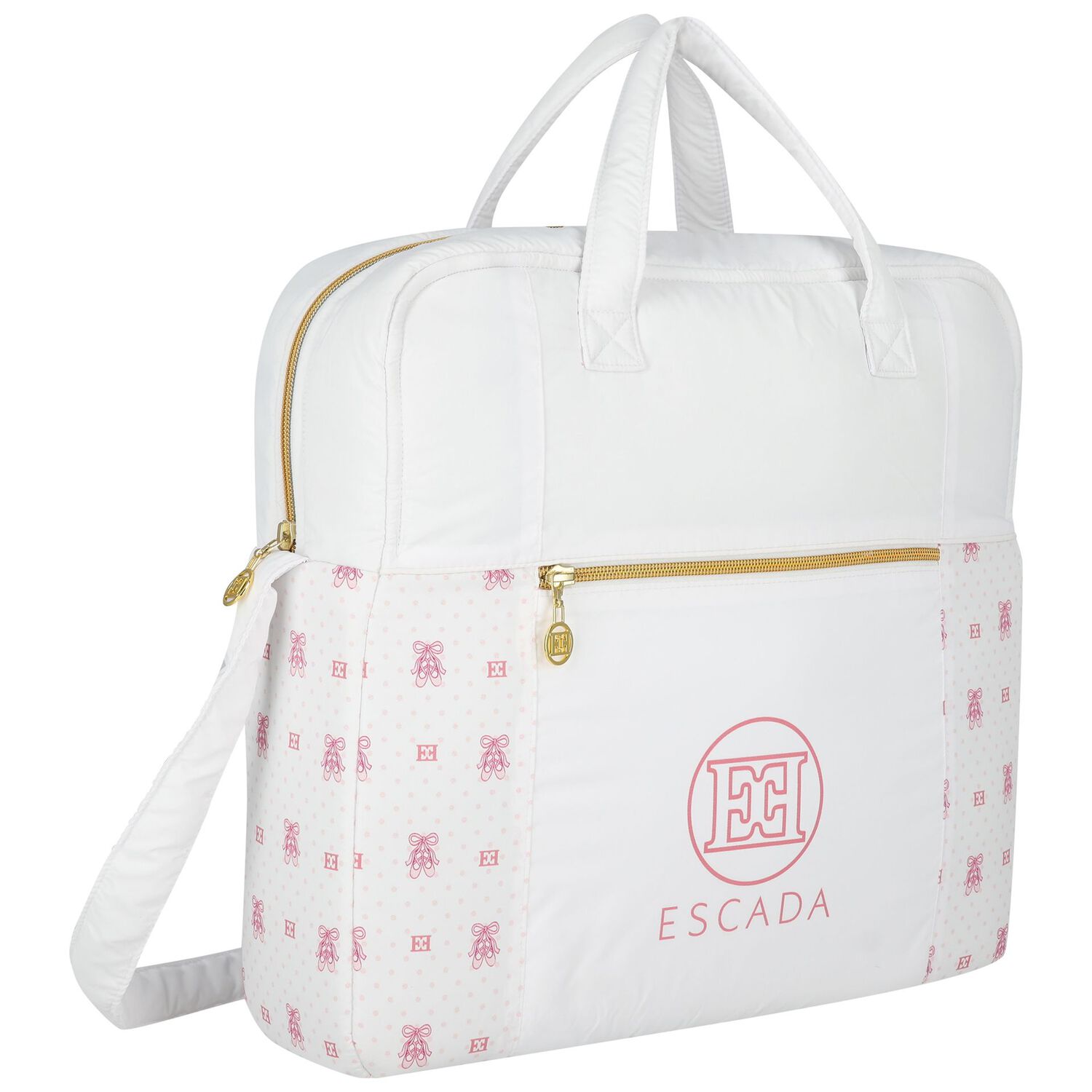 White & Pink Logo Baby Changing Bag ( 42cm ), 1, hi-res