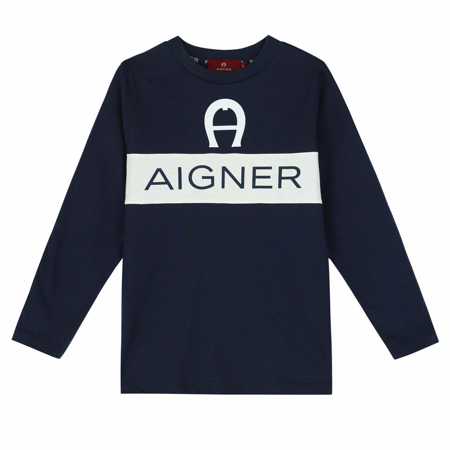 Boys Navy Blue Logo Long Sleeve, 1, hi-res