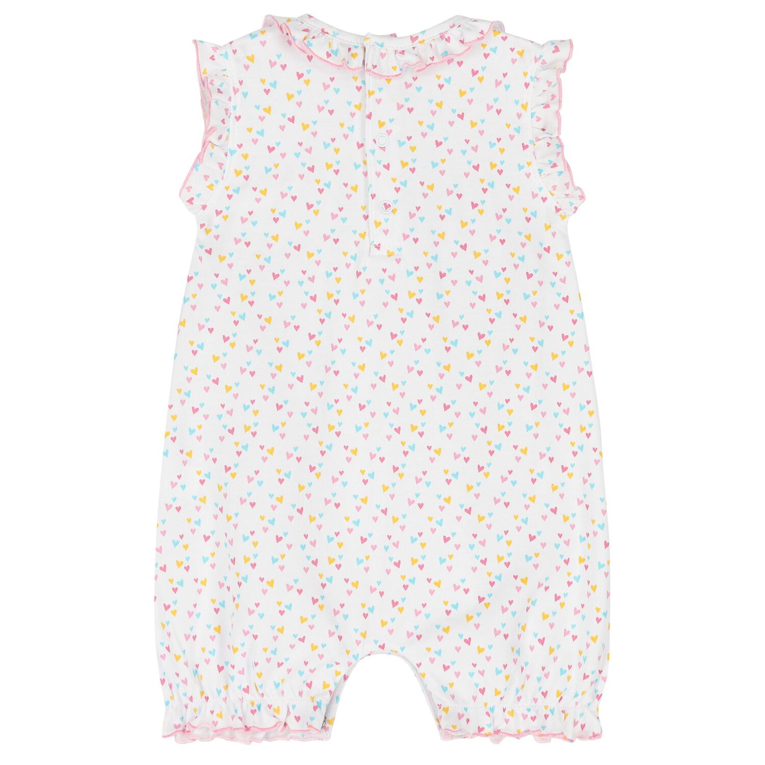 Baby Girls White & Pink Heart Romper, 1, hi-res