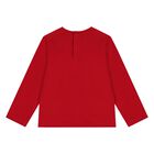 Younger Girls Red Flower Long Sleeve Top, 3, hi-res