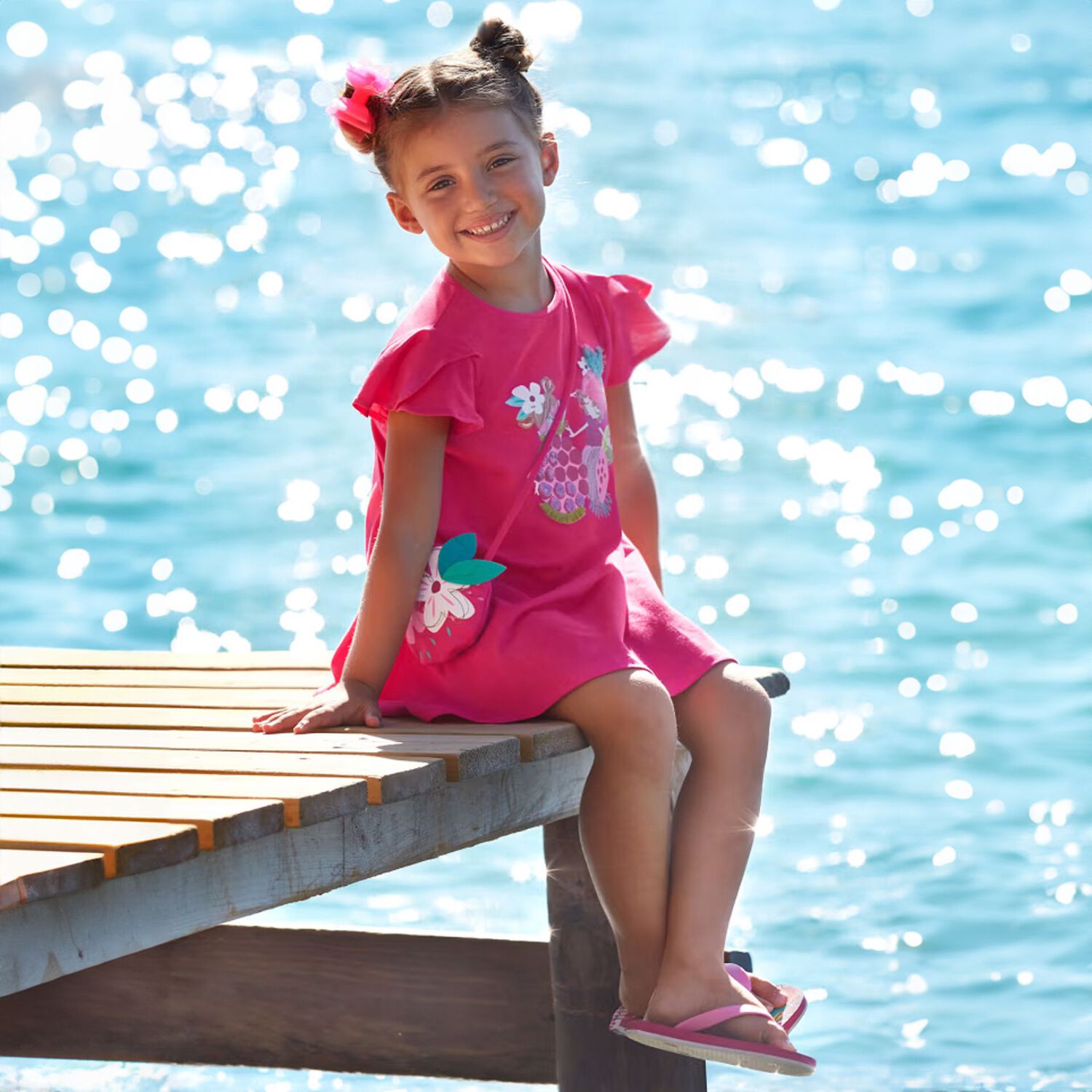 Girls Pink Dress & Bag Set, 1, hi-res image number null