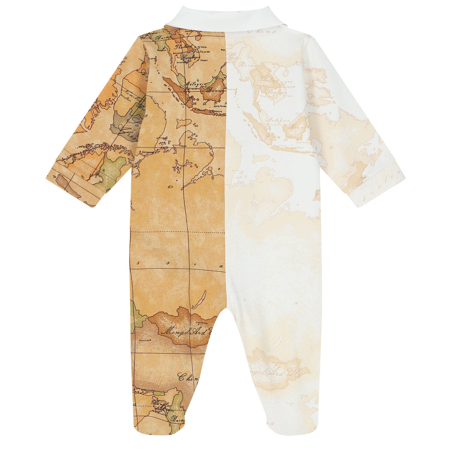 Beige Logo Geo Map Babygrow, 1, hi-res