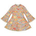 Girls Orange Floral Dress, 1, hi-res