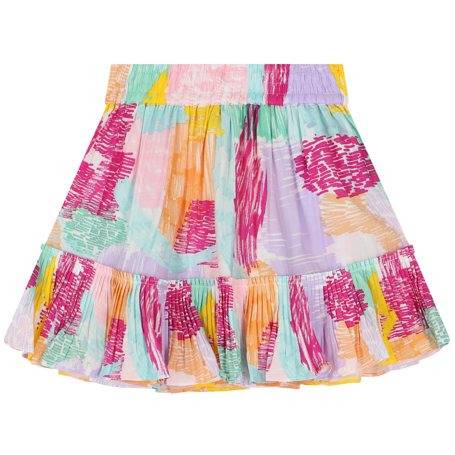 Girls Multi-Coloured Pleated Skirt, 1, hi-res