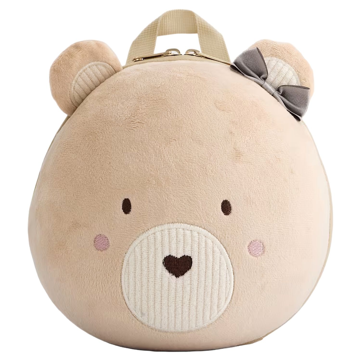 Girls Beige Teddy Bear Backpack ( 26 CM ), 2, hi-res