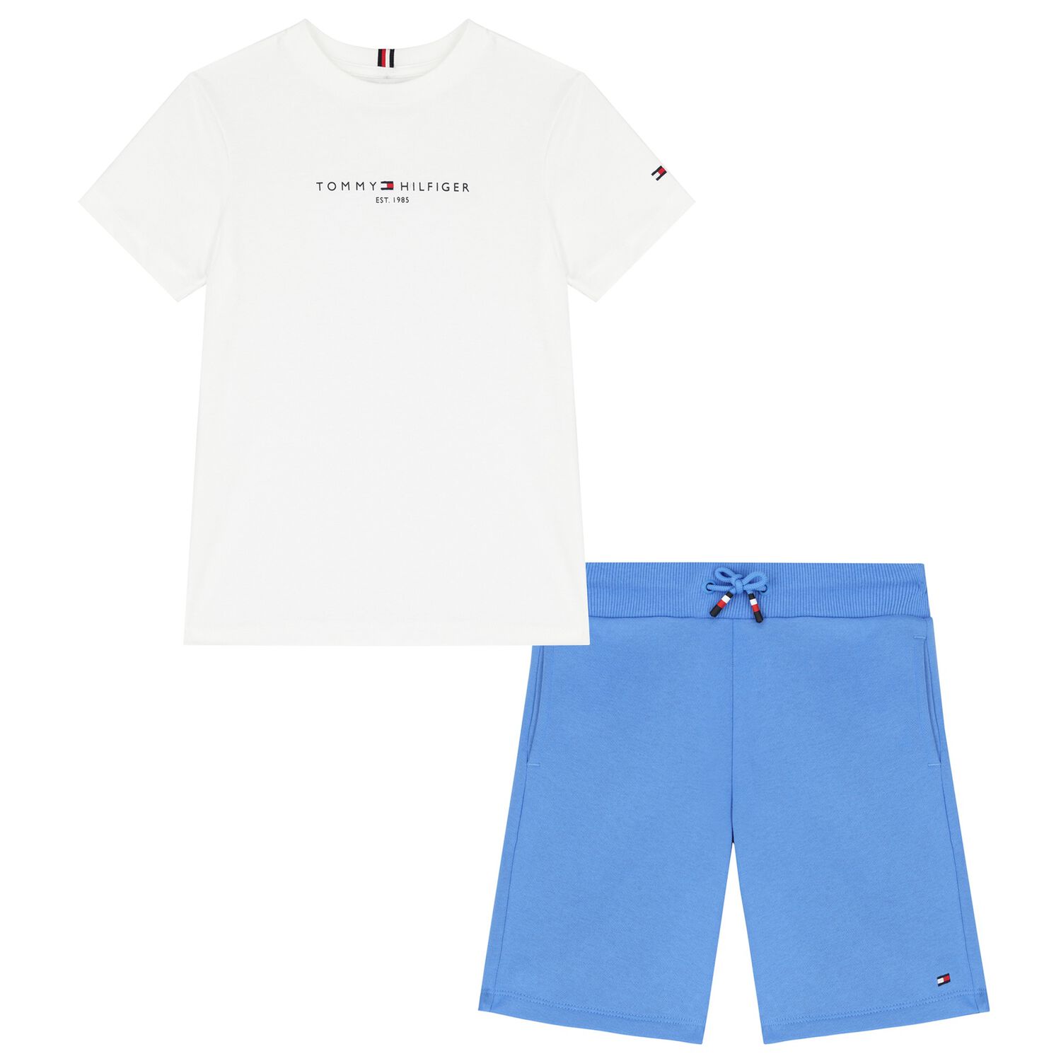 Boys White & Blue Shorts Set, 3, hi-res image number null