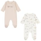 Beige & White Animals Babygrows ( 2-Pack ), 2, hi-res