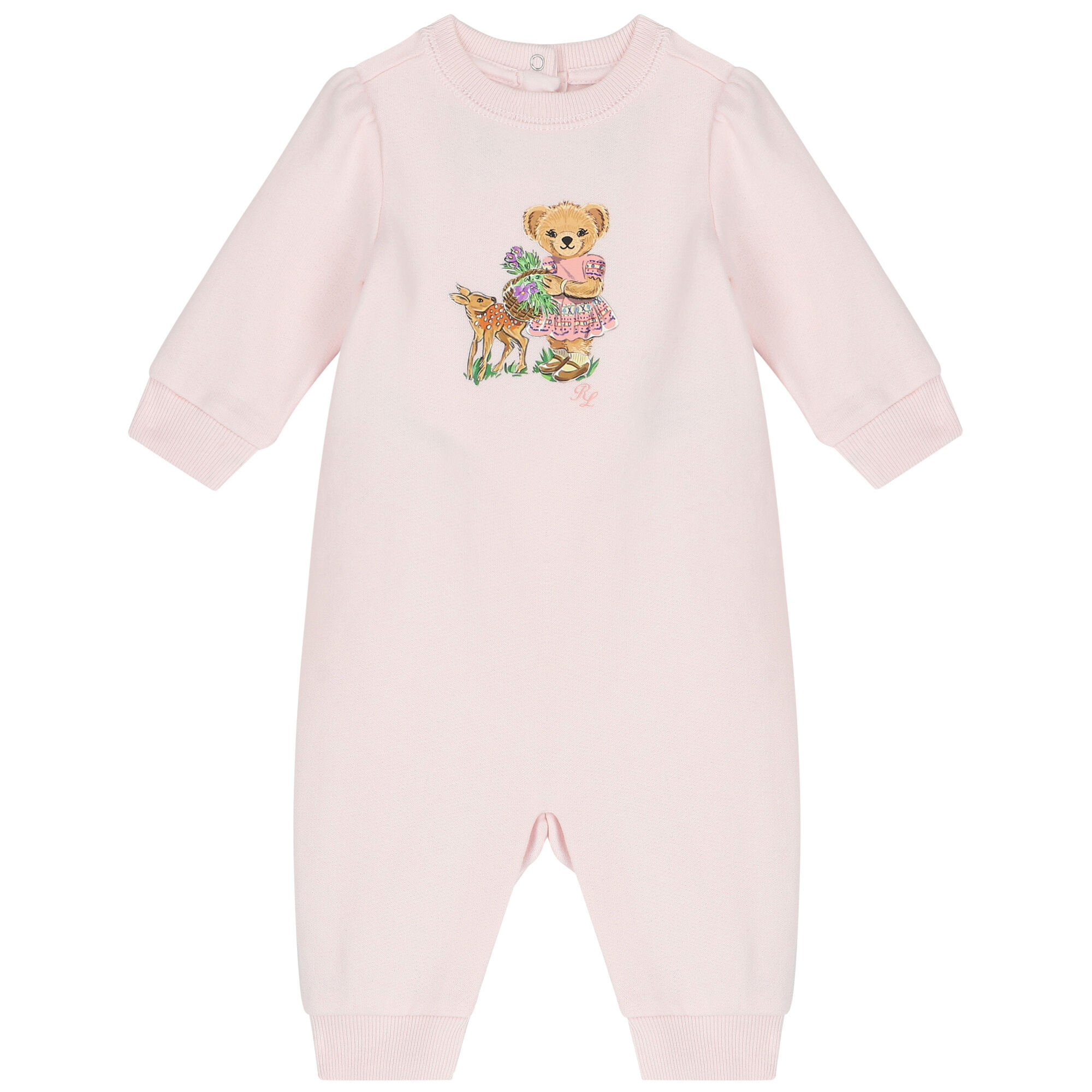 Ralph Lauren Baby Girls Pink Polo Bear Romper Junior Couture UK