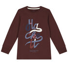 Boys Maroon Logo Long Sleeve Top, 1, hi-res