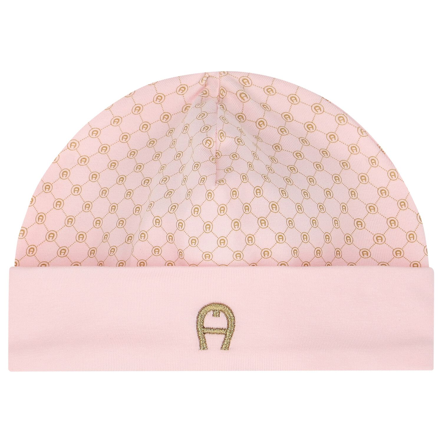 Baby Girls Pink & Gold Logo Hat, 3, hi-res