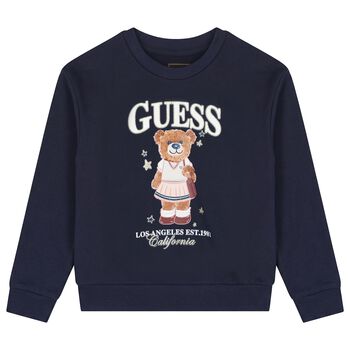 Girls Navy Blue Teddy Bear Logo Sweatshirt