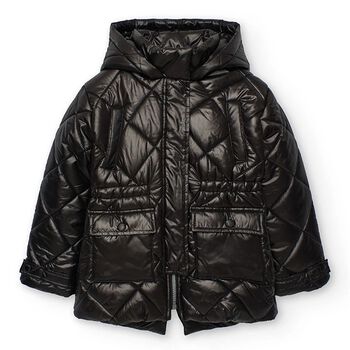 Boboli Girls Black Quilted Puffer Jacket, 1 Girls Black Quilted Puffer Jacket