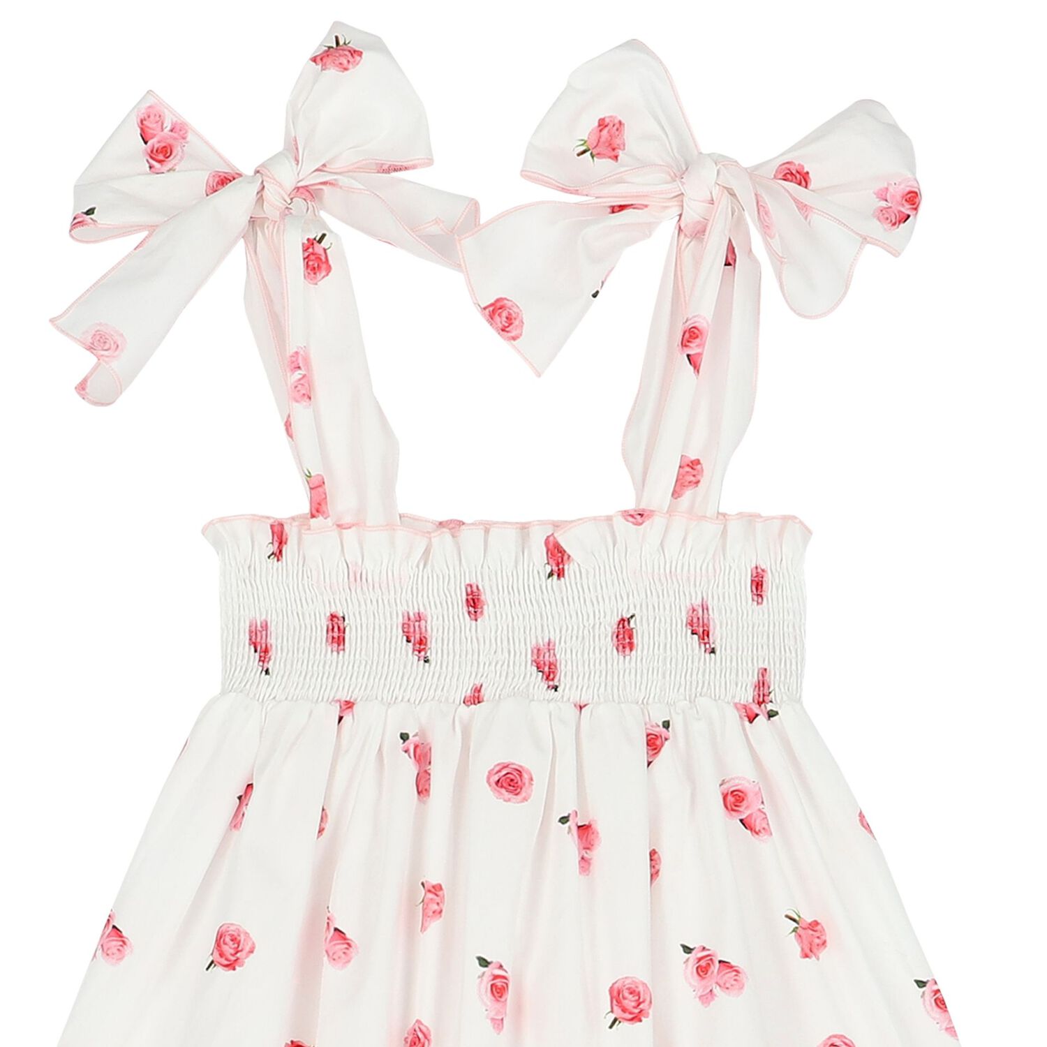 Girls White & Pink Rose Dress, 1, hi-res