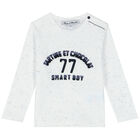 Baby Boys White & Navy Long Sleeve Top, 1, hi-res