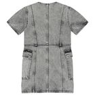 Girls Grey Logo Denim Dress, 1, hi-res