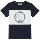 Boys Navy & White Logo T-Shirt, 1, hi-res