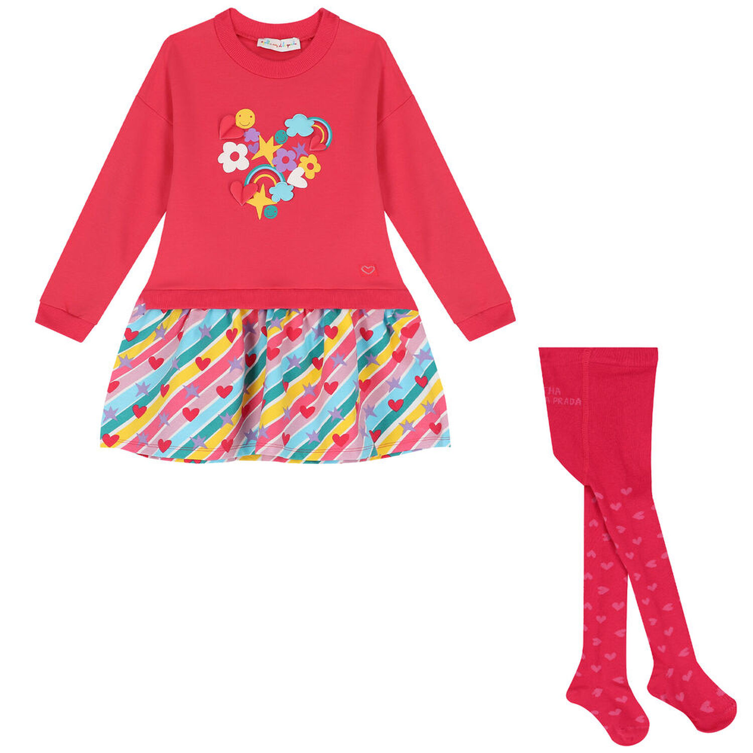 Girls Pink Hearts & Stars Dress Set, 1, hi-res