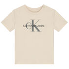 Younger Boys Beige Logo T-Shirt, 2, hi-res