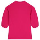 Girls Pink Logo Flower Sweatshirt Dress, 1, hi-res