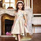 Girls Gold Embellished Sequin Dress, 1, hi-res